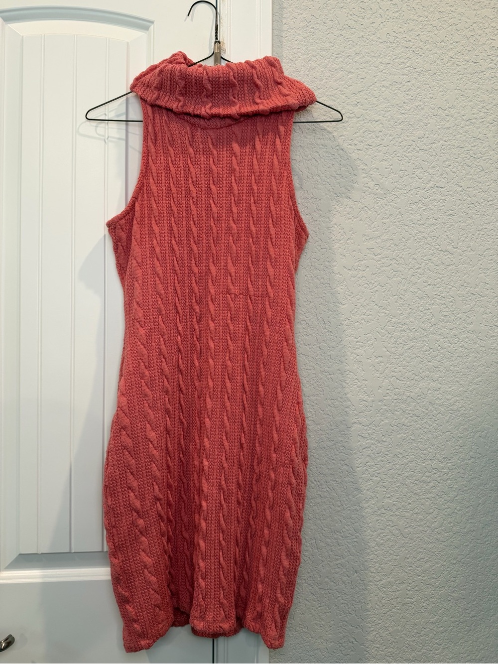 Trac Coral Cable Knit Sleeveless Turtleneck Dress